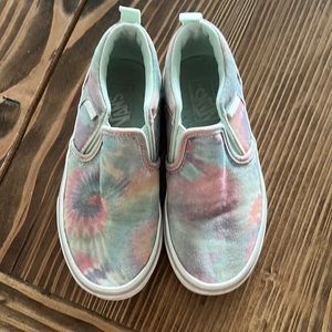 Tie-dye girls vans slip Ons